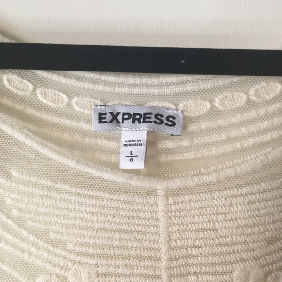 Express Cream Cap Sleeve Sheer Lace Top - Picture 5 of 10